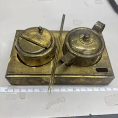 N10569【ヴィンテージ】昭和レトロ 真鍮 油差し燭台 火入れ 灯明油入れのサムネイル