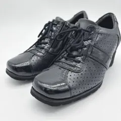 美品 アシックス ウォーキング ペダラ エナメル ウイングチップ 黒 23 