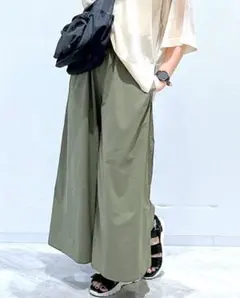 グローバルワーク　エアかる多機能フレアワイドパンツ