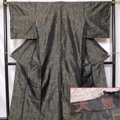 ◆2339◆本場大島紬　訳あり　泥染め　幾何学　華唐草模様　袷　和装着物