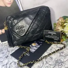 希少/極美品】シャネル マトラッセ フリンジ ショルダーバッグ 黒 6635 