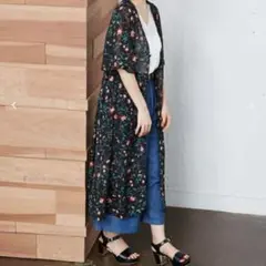 イング　INGNI 花柄 シフォン 半袖ガウン