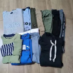 男の子サイズ160 長袖Tシャツ・パンツ・フーディ　服袋 まとめ売り　11点