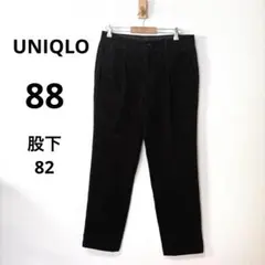 UNIQLO メンズ 88 ブラック コーデュロイストレートパンツ 股下82