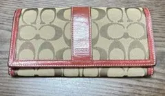 COACH 長財布 ベージュと赤 F19841