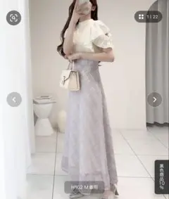 mily bilet ダブルフリル袖チェックレースドッキングワンピース