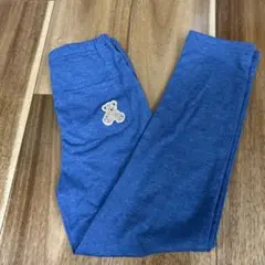 青色テディベア刺繍付き長ズボン 120cm
