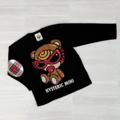 ヒステリックミニ «80» ブラウンテディー BIGロゴ 長袖 ロンT 黒