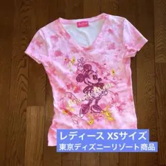 古着 ミニーマウス プリント Tシャツ XSサイズ ピンク ディズニーランド