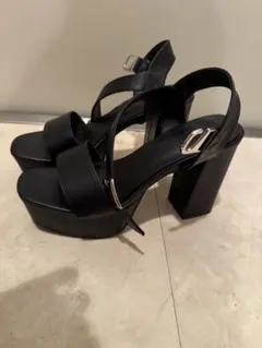 値下げ！ブラックプラットフォーム　サンダル　L ブラックヒール