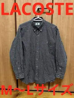 ⭐️美品⭐️ラコステ ギンガムチェックシャツ ブラック/ホワイト 胸ロゴ 長袖