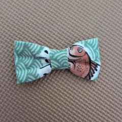 蝶ネクタイ　海の生き物　鯛柄　グリーン　入園入学