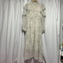 INGNI イング　長袖フリルシフォンロングワンピース　花柄　リボン