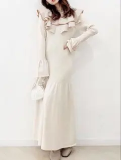 dazzlin レイヤードパイピングニットワンピ