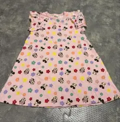 〔新品未使用〕　ミッキーミニー花柄 フリル袖ワンピース 90サイズ