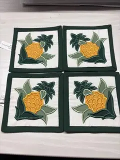 新品！未使用！ハワイアンキルト パイナップル柄 コースター 4枚セット