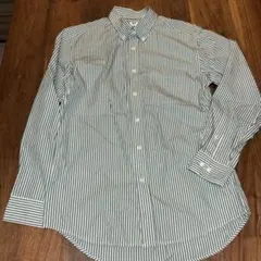 UNIQLO ストライプ みどり　グリーン長袖シャツ Sサイズ