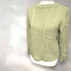 シネマクラブ　ケーブルニット　セーター 長袖　M ウール　厚手　編み込み