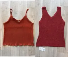 CHILLE リブニットキャミソール＆Vネックニットタンクトップ 2点セット　Fのサムネイル