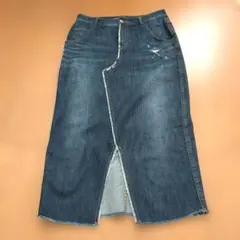 スコットクラブ扱いマンサール ダークデニム フリンジスリット入り タイトスカート