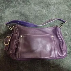 ロンシャン パープル レザー ハンドバッグ