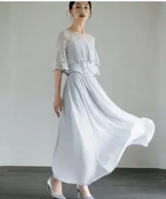 パーティドレス　レース　ライトグレー