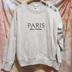 H&M　トレーナー　裏起毛　PARIS　刺繍　金ボタン