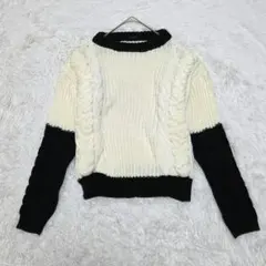MURUA　ムルーア　バイカラーニット　セーター　Ｆ　ケーブル編み　白×黒