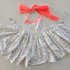 マールマール 花柄 撥水加工お食事エプロン 80～90サイズ