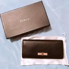 FURLA ブラック×ピンクリボン 長財布