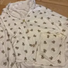 クマ柄 授乳ケープ　膝掛け　巾着付き