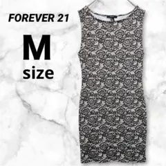 【美品】FOREVER 21 レースプリント ノースリーブワンピース（M）