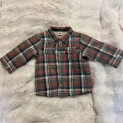 PETIT BATEAU チェック柄長袖シャツ 12m