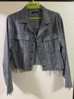 JEANASIS薄手チェックラメのジャケット グレー系その他