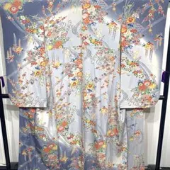 本疋田 総絞り 振袖 正絹 水色 青 ぼかし グラデ 手絞り 着物 訪問着