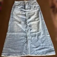 UNIQLO デニム フリンジ裾 ロングスカート