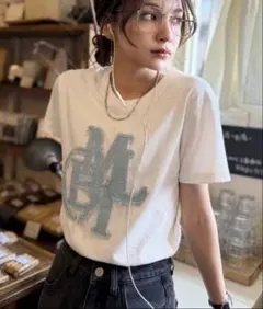 mily bilet デニムフリンジワッペン使いTシャツ Mサイズのサムネイル