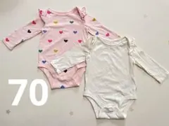 baby GAP ロンパース 長袖　ピンクとホワイト 2点セット 70cm