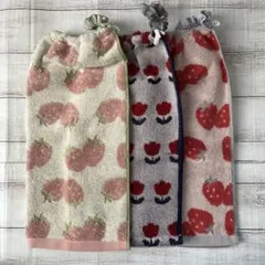 おりこうタオル おりこうエプロン いちご・チューリップ柄 一重 3枚セット