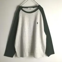 【スウェット】ラグラン袖 ワンポイント刺繍 バイカラー シンプル M メンズ