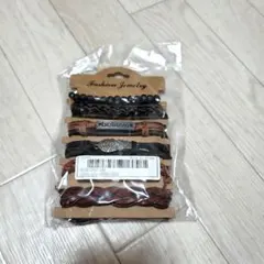 【新品】メンズ　ブレス　PUレザー　6本セット　メンズ　ユニセックス　バングル