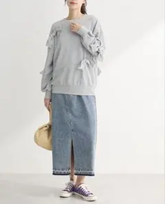 SUGAR SPOON リボン付きグレー スウェット F