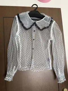 シースルー ドット柄 シャツ 長袖