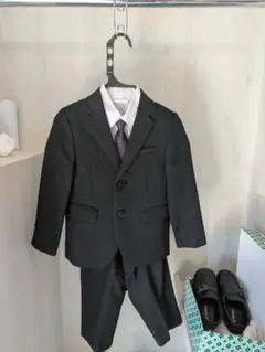 卒園 入学 男児 フォーマル セット 110cm 黒 19cm 靴付き