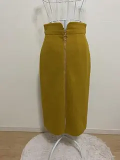 PROPORTION フロントジップ ロングタイトスカート マスタード Mサイズ