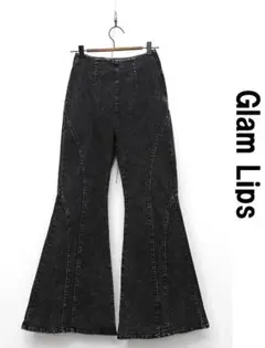 O364/美品 Glam Lips マルチシーム フレアデニム 1 黒