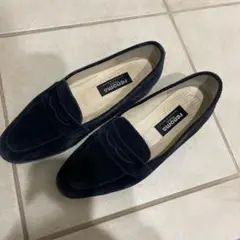 renoma ネイビー スエード ローファー