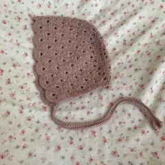 ベビーボンネット子供用かぎ針編み スカラップエッジ帽子