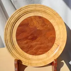 お盆 紅葉(モミジ) 幅26.3cm 高6.7cm ケヤキのはめ 足付 超銘木