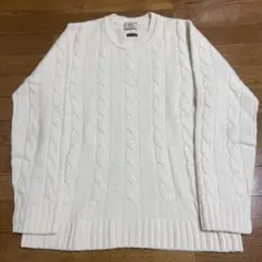 ケーブル編み ニットセーターL gim 日本製　アイボリー
